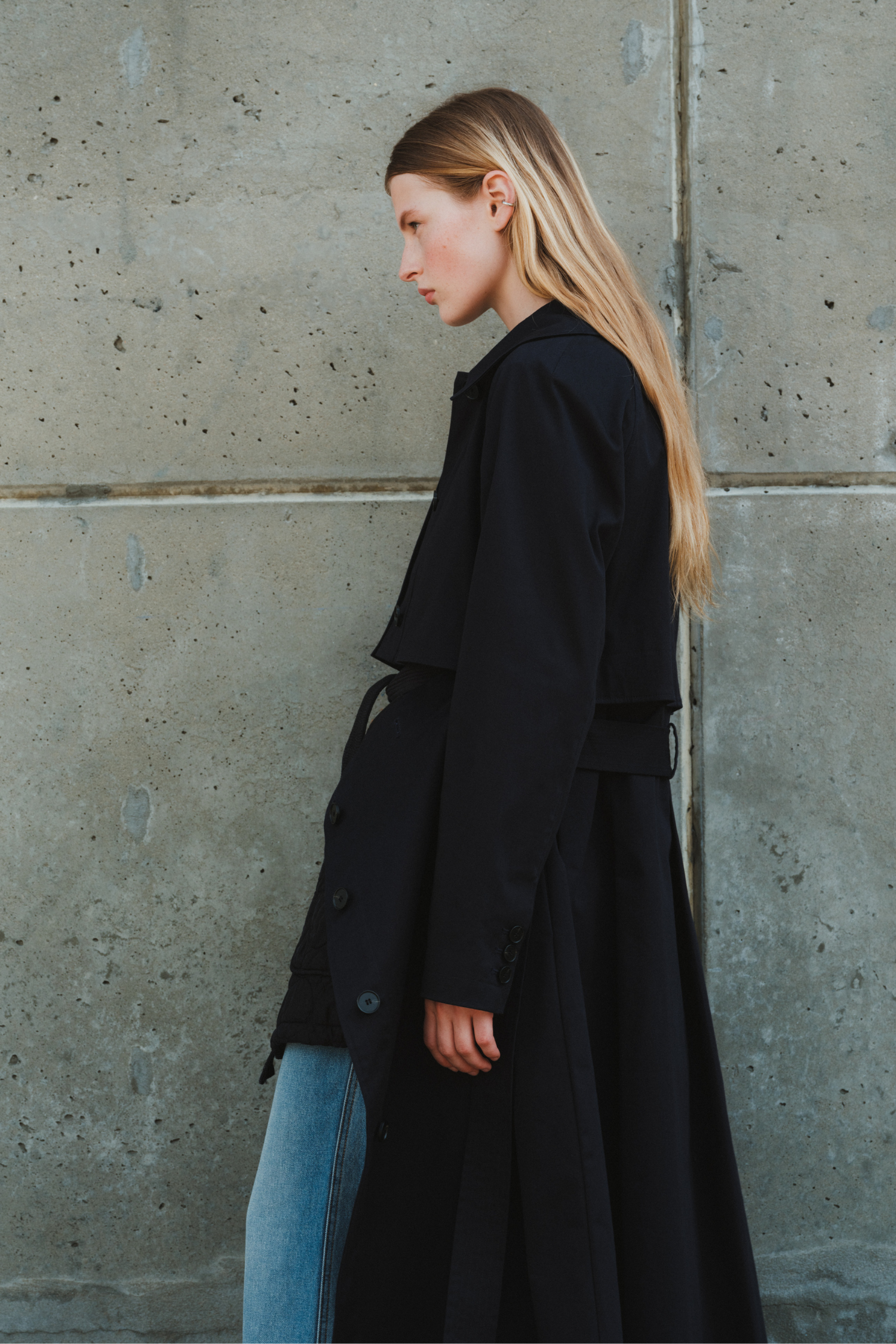Saint Art London Convertible Trench Coat in Navy