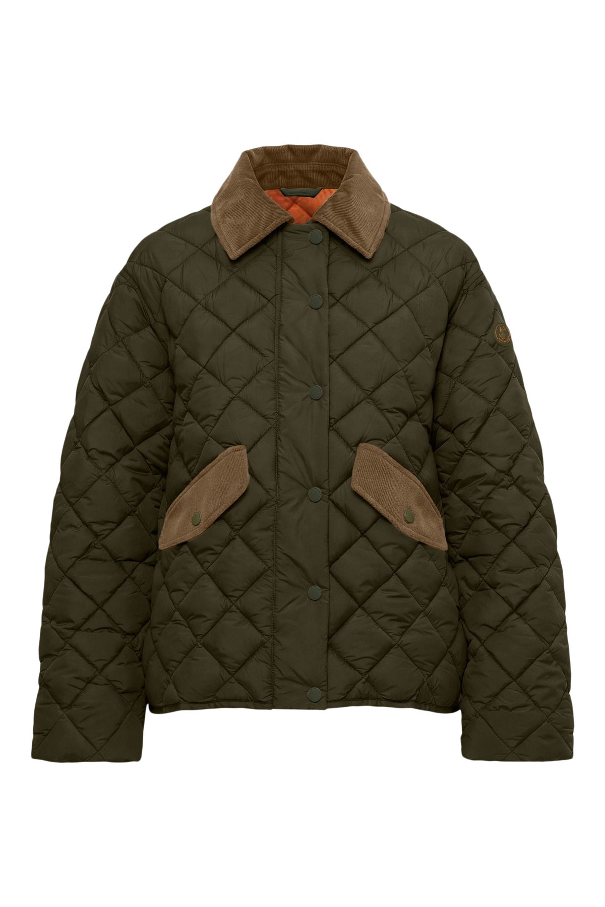 Save The Duck Jodie Quilted Jacket in Snake Green