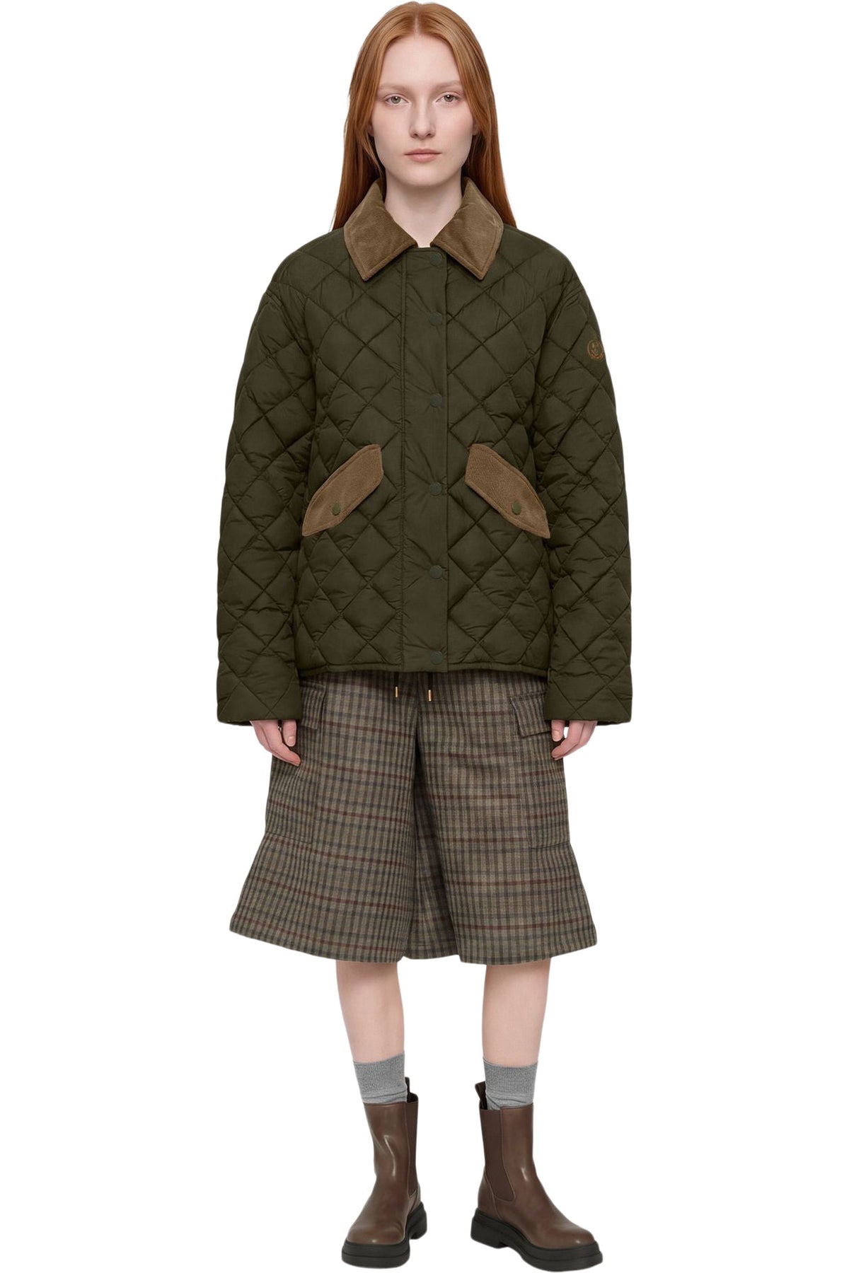 Save The Duck Jodie Quilted Jacket in Snake Green
