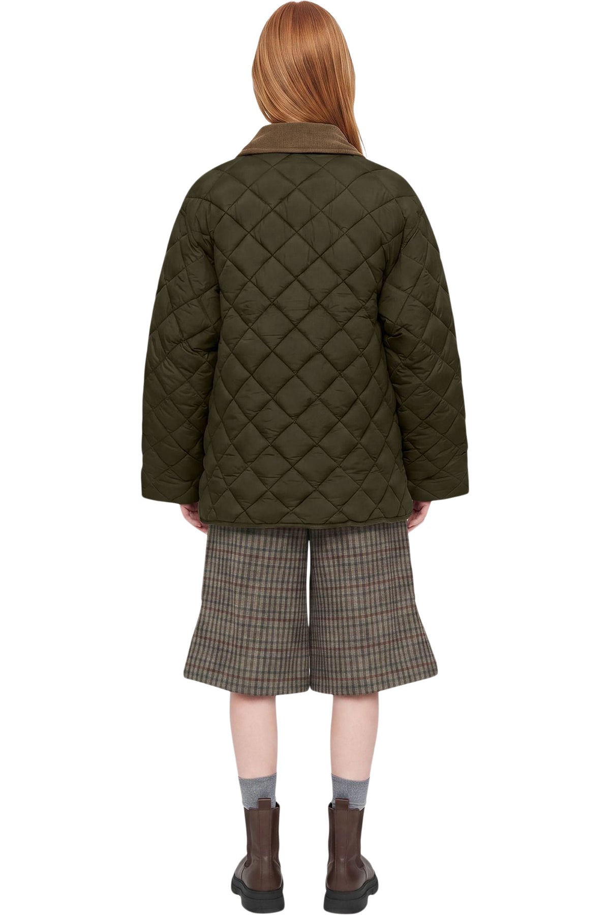 Save The Duck Jodie Quilted Jacket in Snake Green