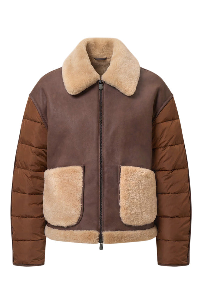 Save The Duck Josette Faux Leather Jacket in Hazelnut Brown