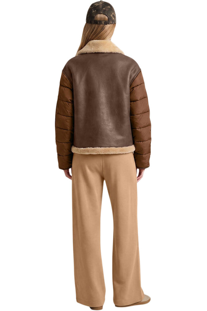 Save The Duck Josette Faux Leather Jacket in Hazelnut Brown