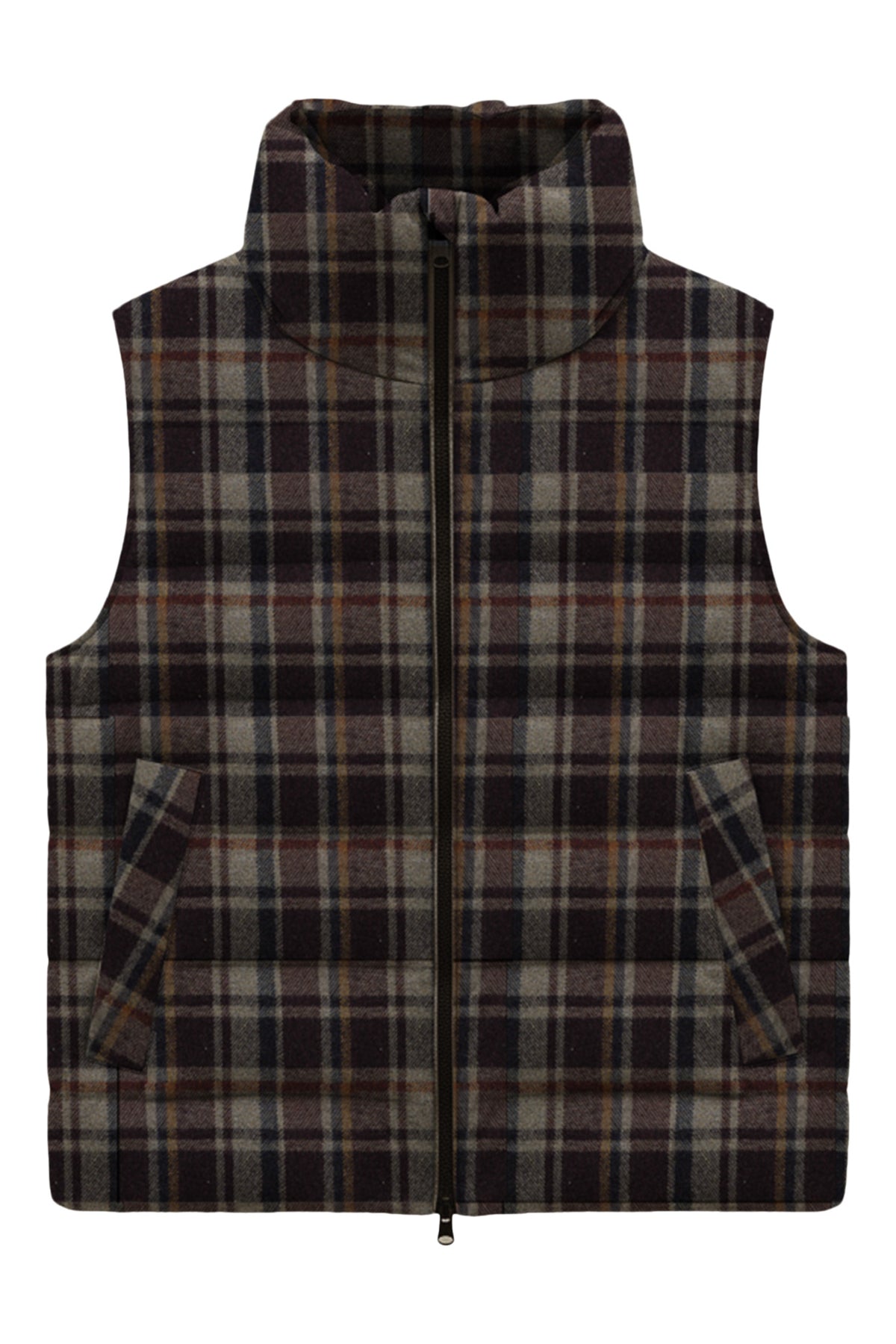 Save The Duck Juliette Quilted Vest in Brown Big Checks