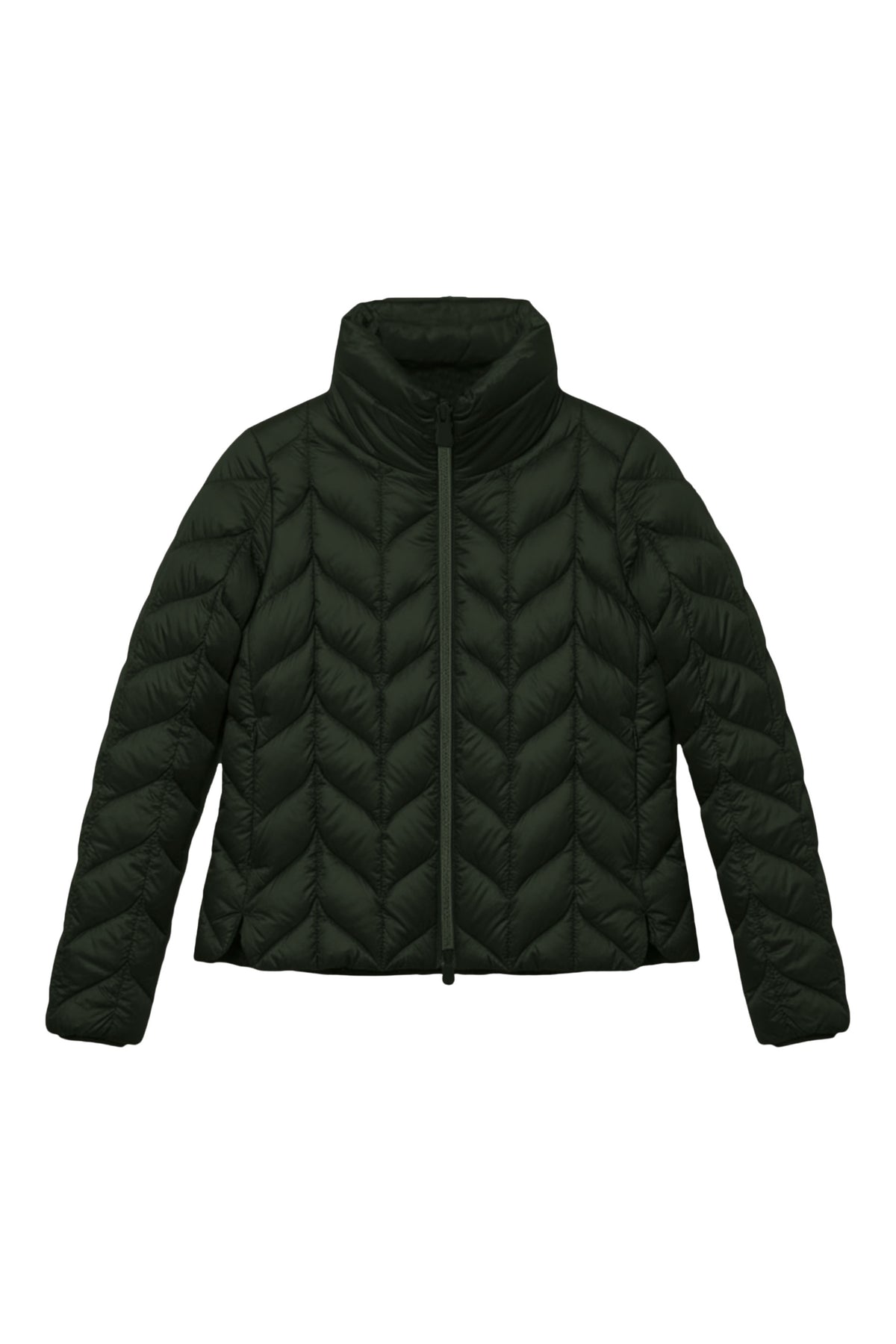 Save The Duck Lorette Chevron Puffer Jacket in Pine Green