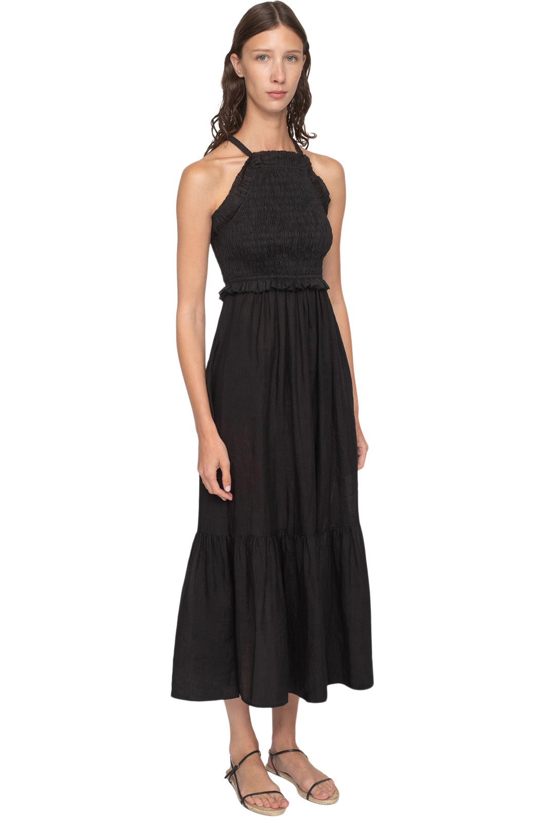 Sea, New York Cole Smocked Midi Dress in Black