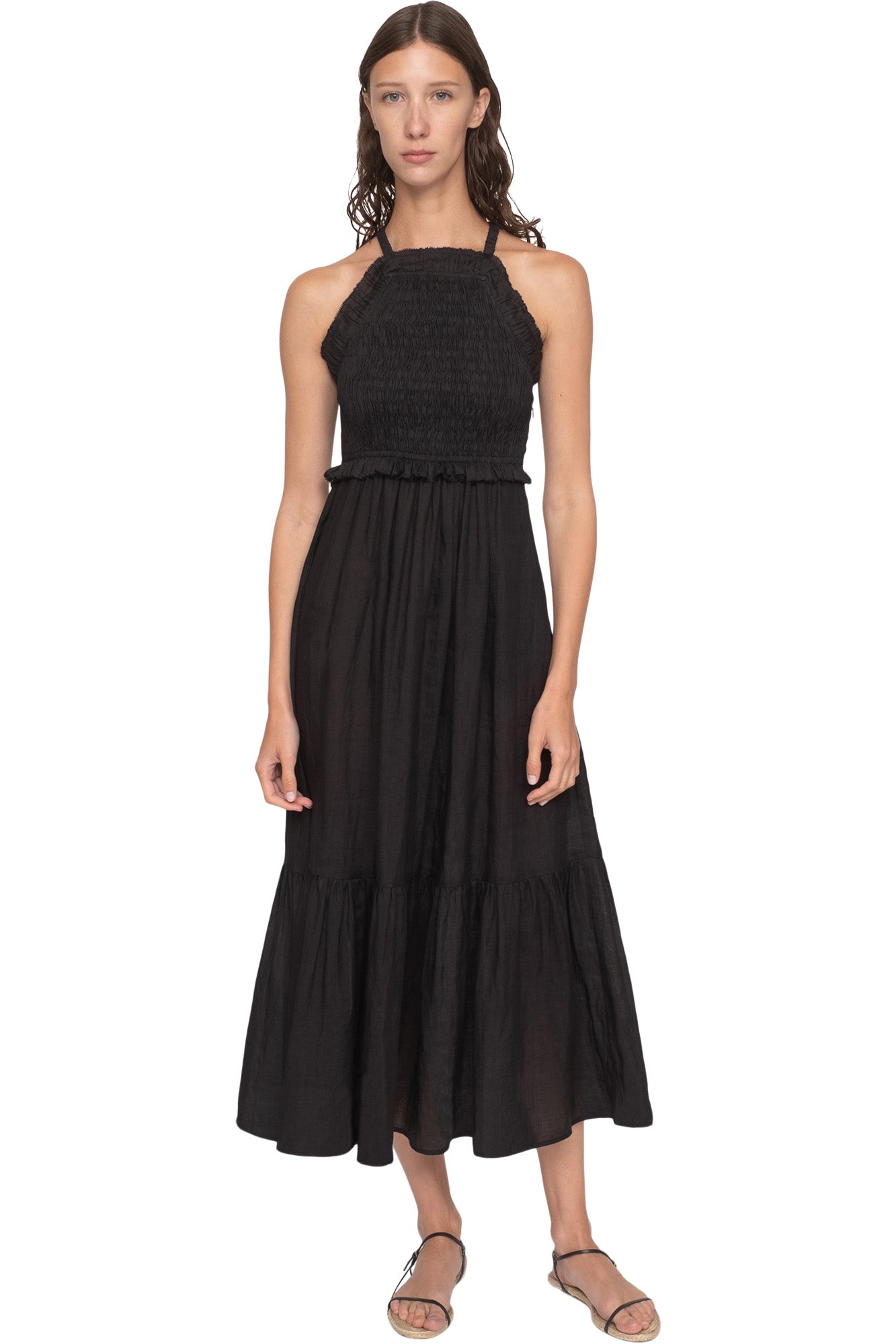 Sea, New York Cole Smocked Midi Dress in Black