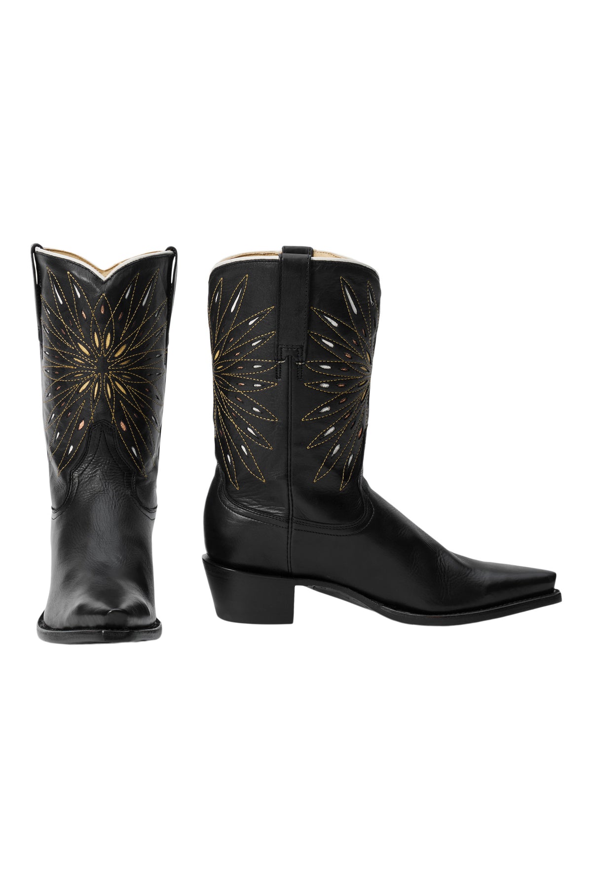 The Great x Stetson The Southwest Cowboy Boot In Black with Gold Sunburst