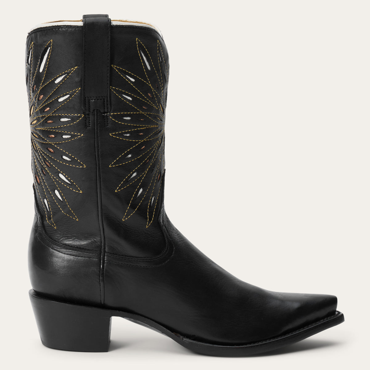 The Great x Stetson The Southwest Cowboy Boot In Black with Gold Sunburst
