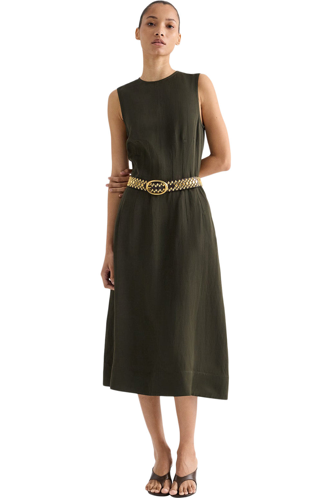 TWP Crewneck Dress with Darts in Rosin