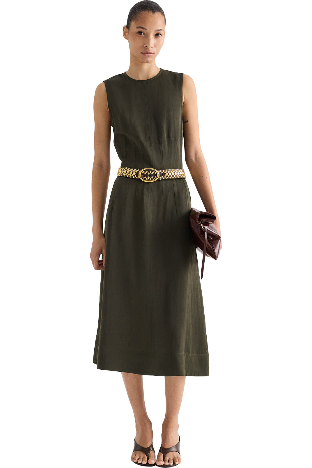 TWP Crewneck Dress with Darts in Rosin