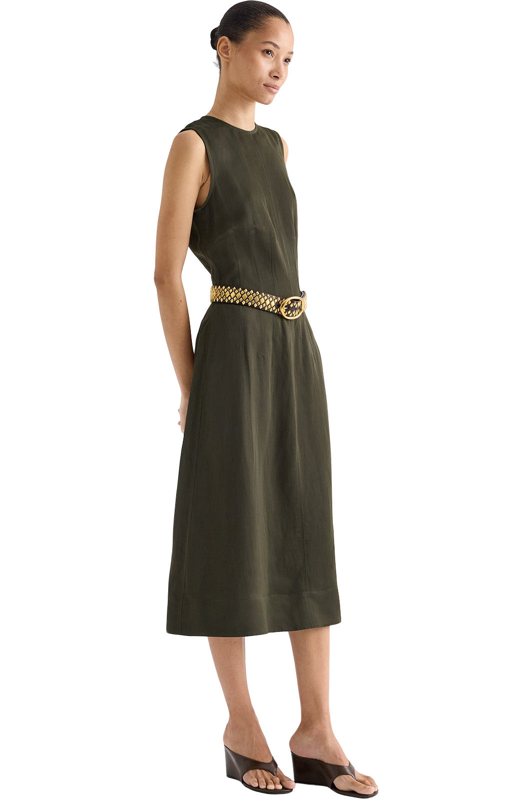 TWP Crewneck Dress with Darts in Rosin