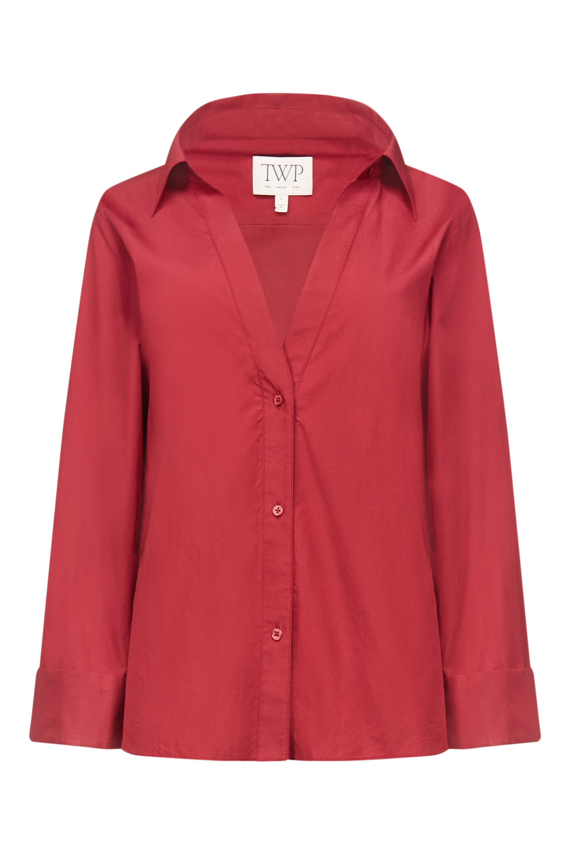 TWP Deep V Relaxed Shirt in Karanda Red