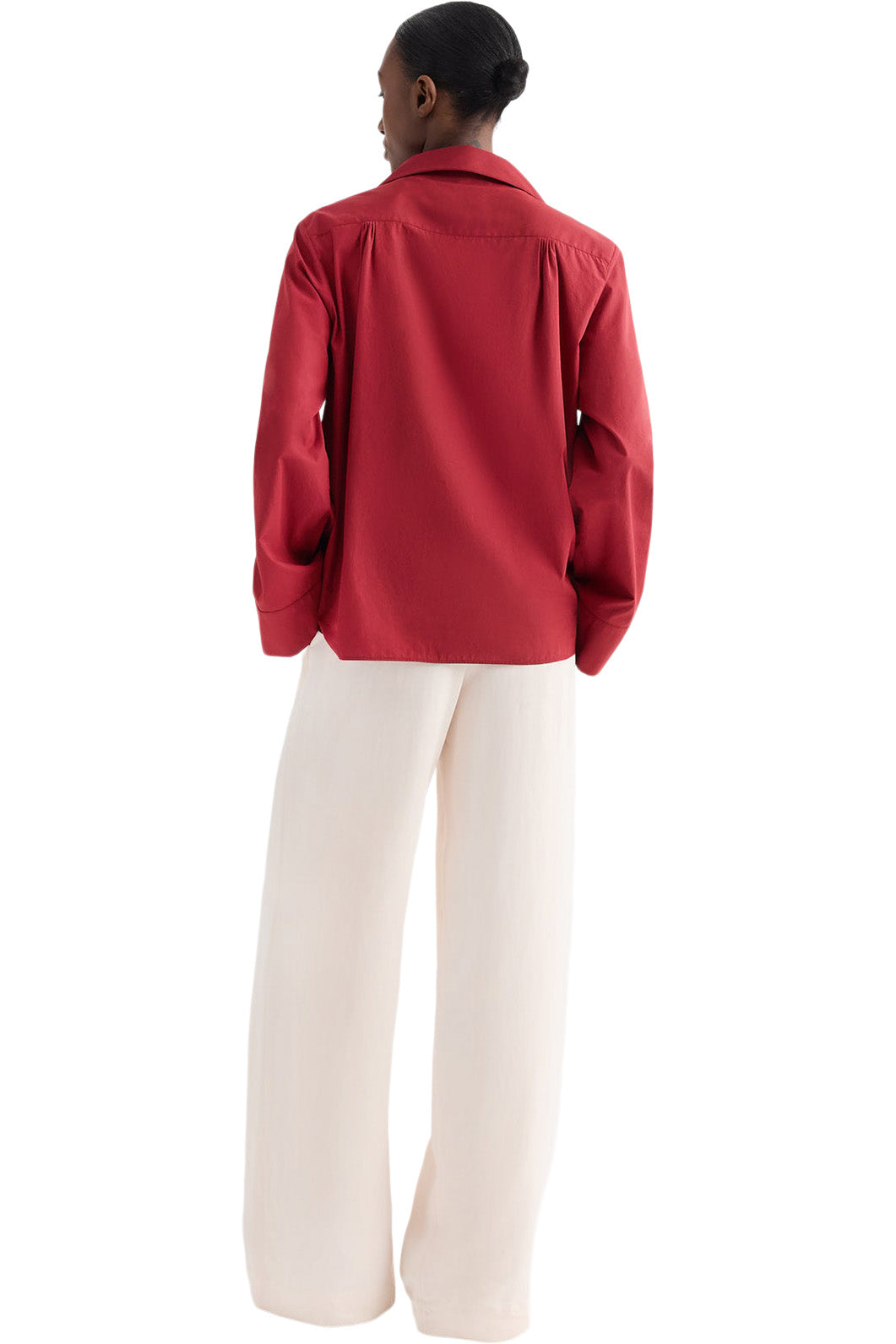 TWP Deep V Relaxed Shirt in Karanda Red