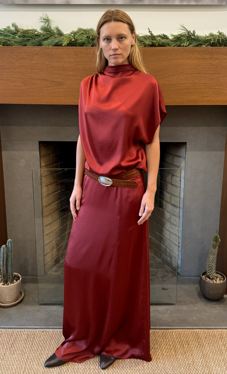 TWP Flowy Maxi Skirt
 in Currant