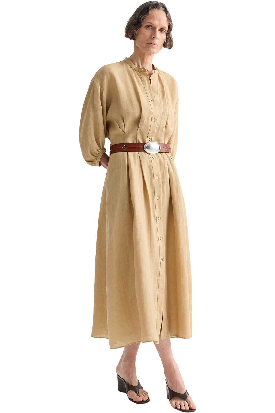 TWP Maxi Dress with 3/4 Poet Sleeve in Candied Ginger