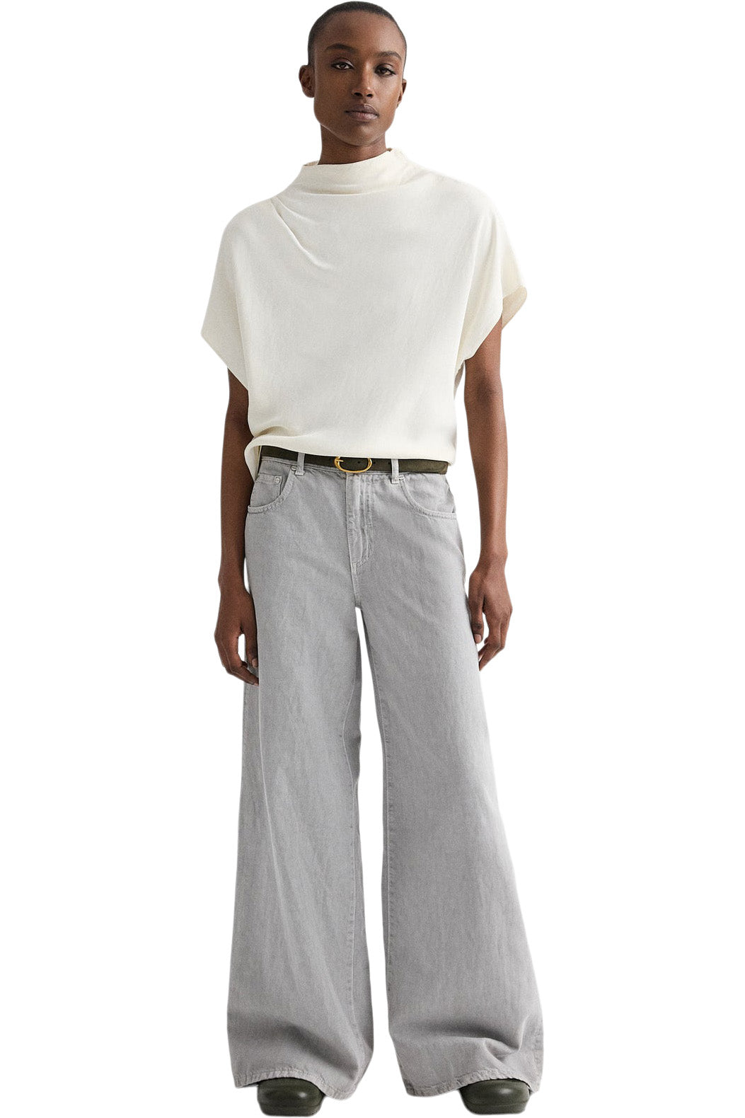 TWP Mockneck Tee in Bone