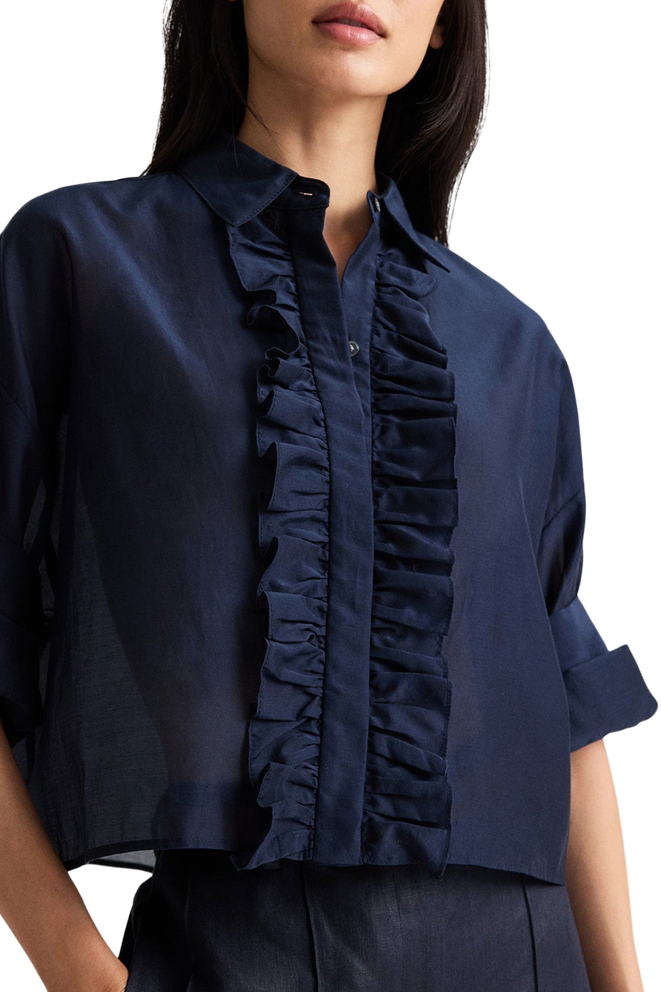 TWP Next Ex Shirt with Ruffle
 in Midnight