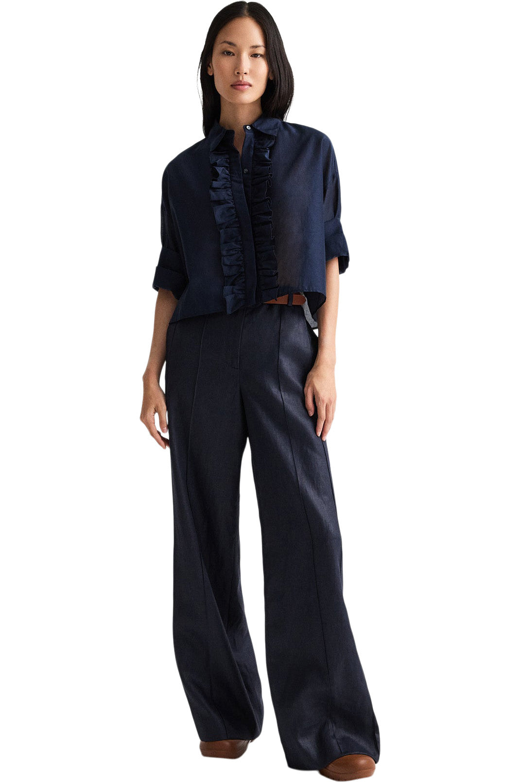 TWP Next Ex Shirt with Ruffle
 in Midnight