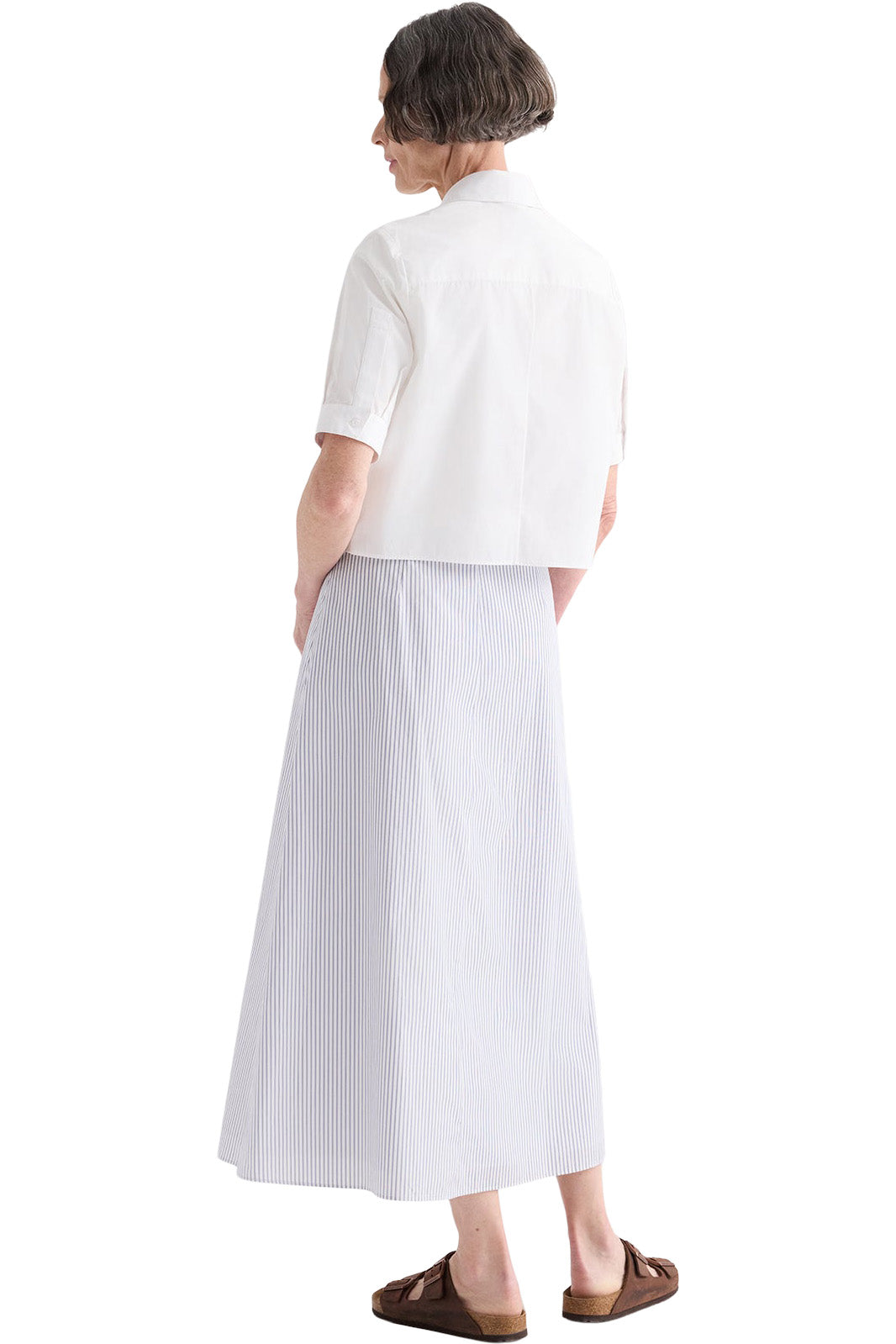 TWP Short Lived Placket with Cherry Pleats in White
