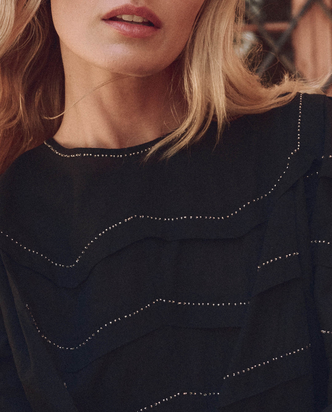 The Great Beaded Chevron Top in Black