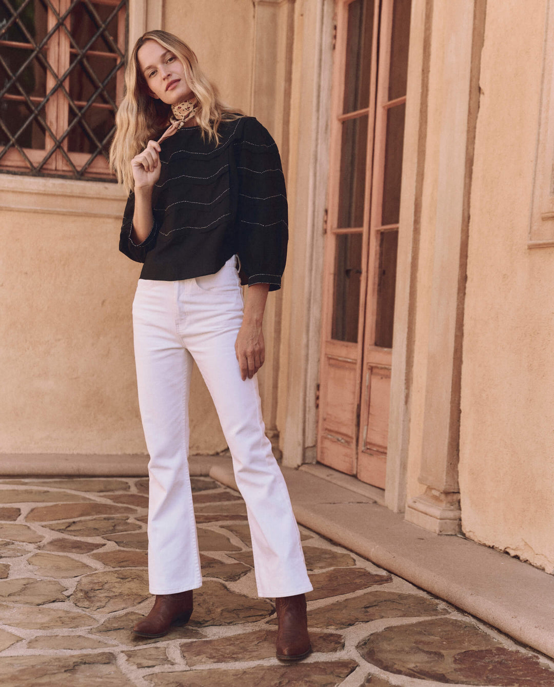 The Great Beaded Chevron Top in Black