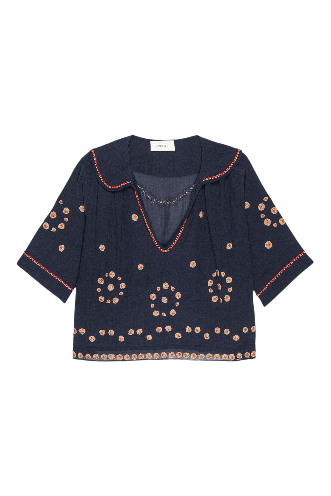 The Great Beaded Vintage Sailor Top in Navy