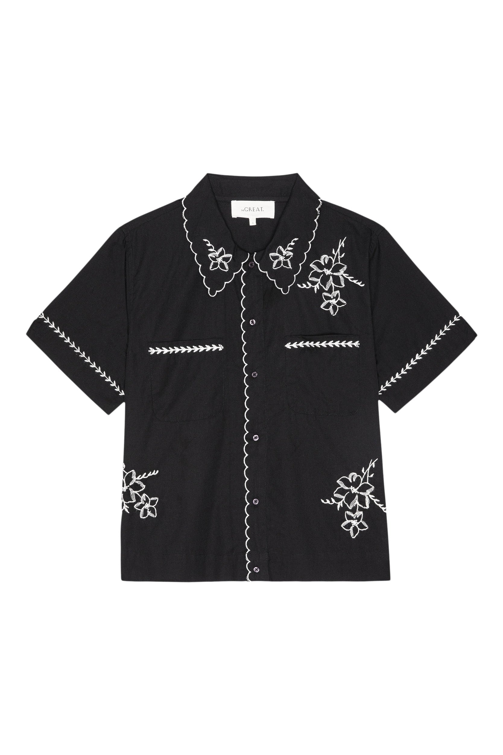 The Great Bowling Shirt with Hanky Embroidery in Black