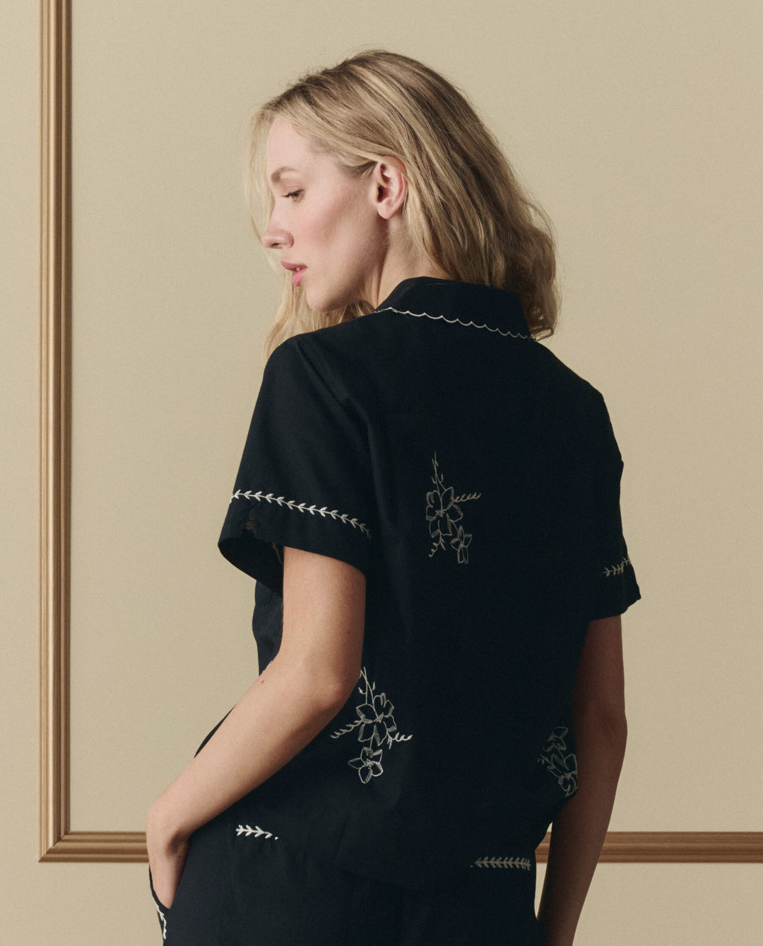 The Great Bowling Shirt with Hanky Embroidery in Black