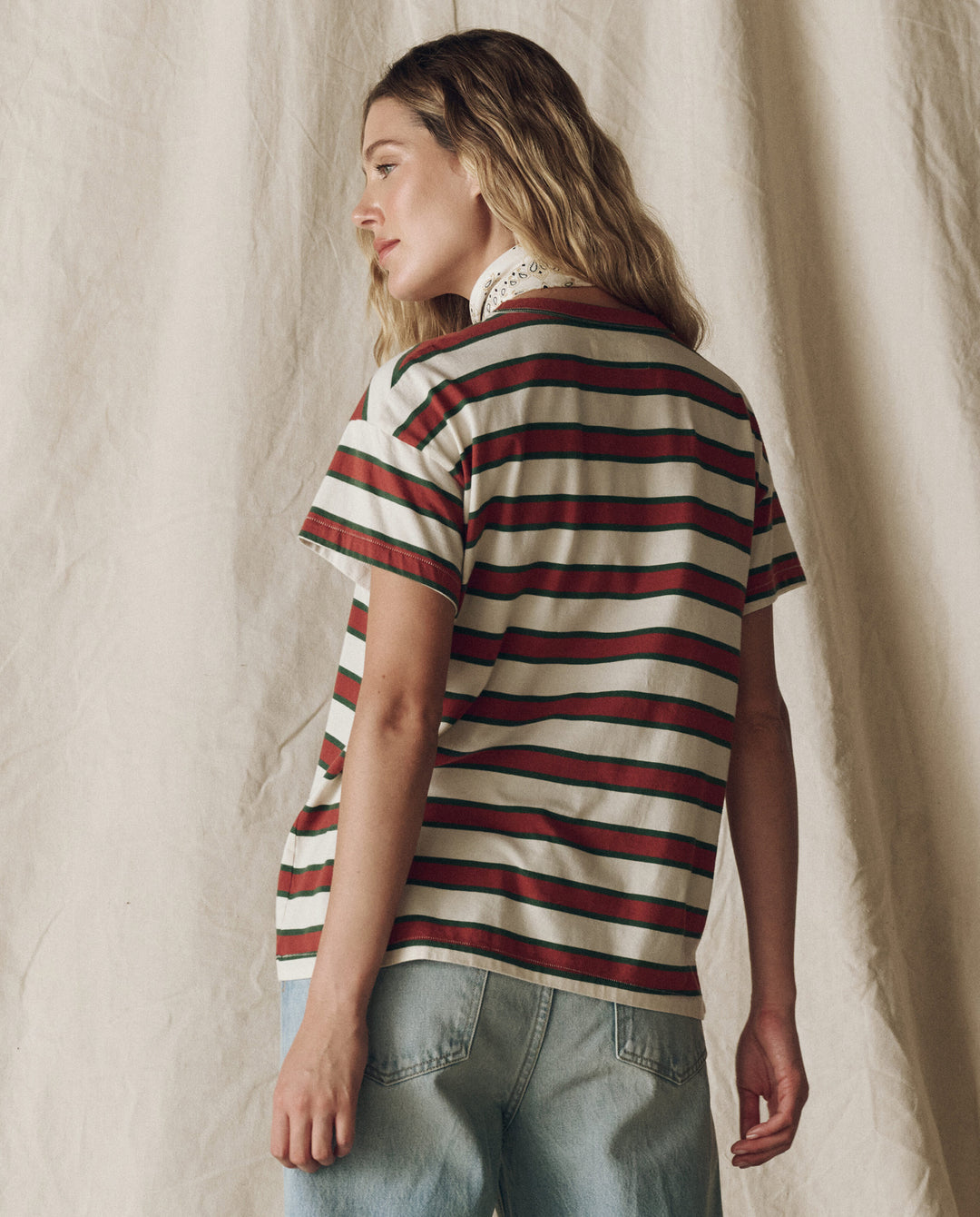 The Great Boxy Crew in Cream Bridle Stripe