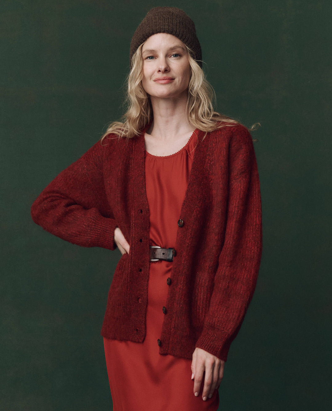 The Great Brushed Melange Cardigan in Cinder