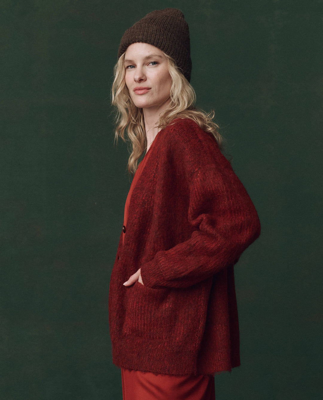 The Great Brushed Melange Cardigan in Cinder