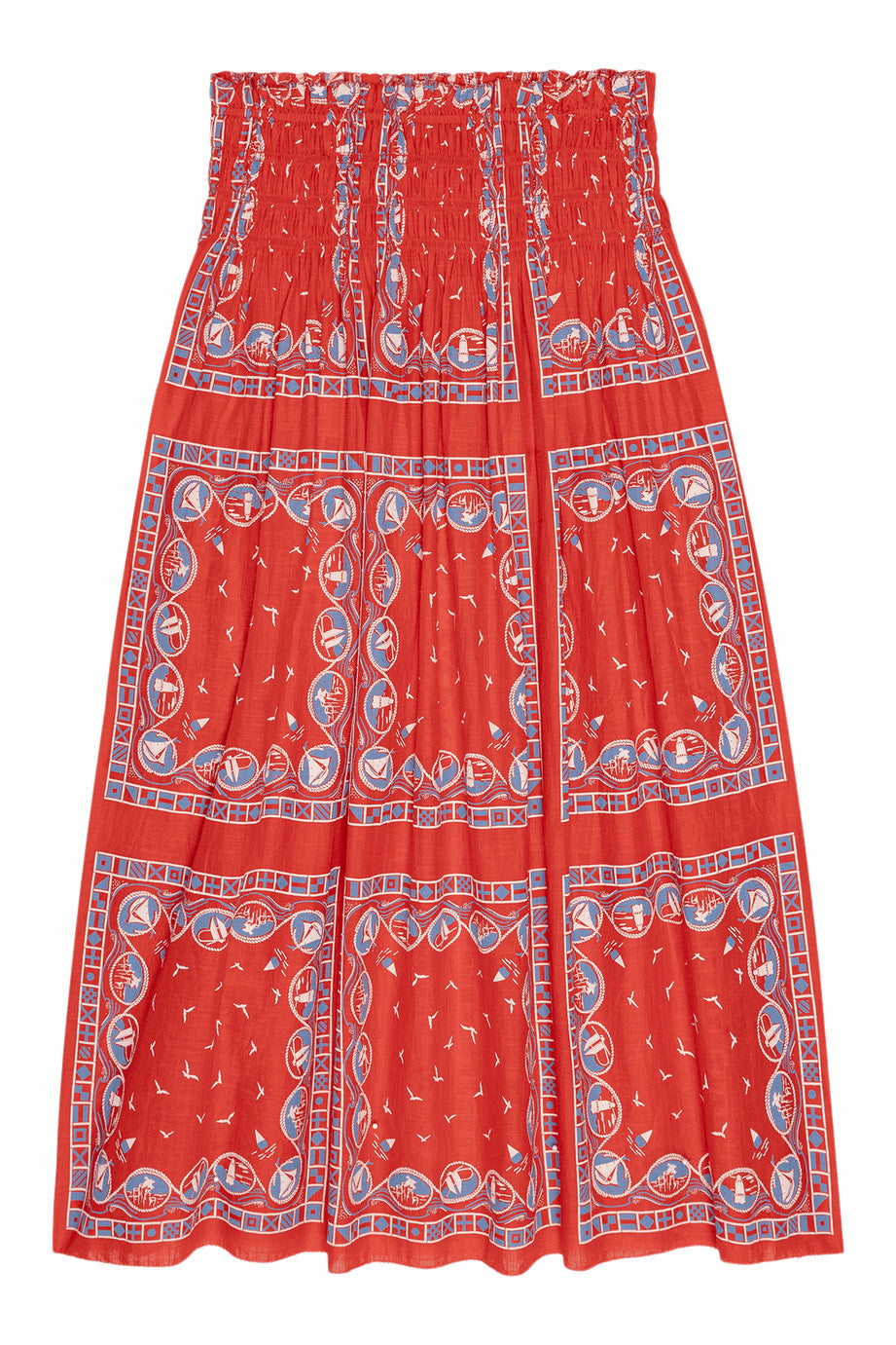 The Great Canary Skirt in Red Sailboat Bandana