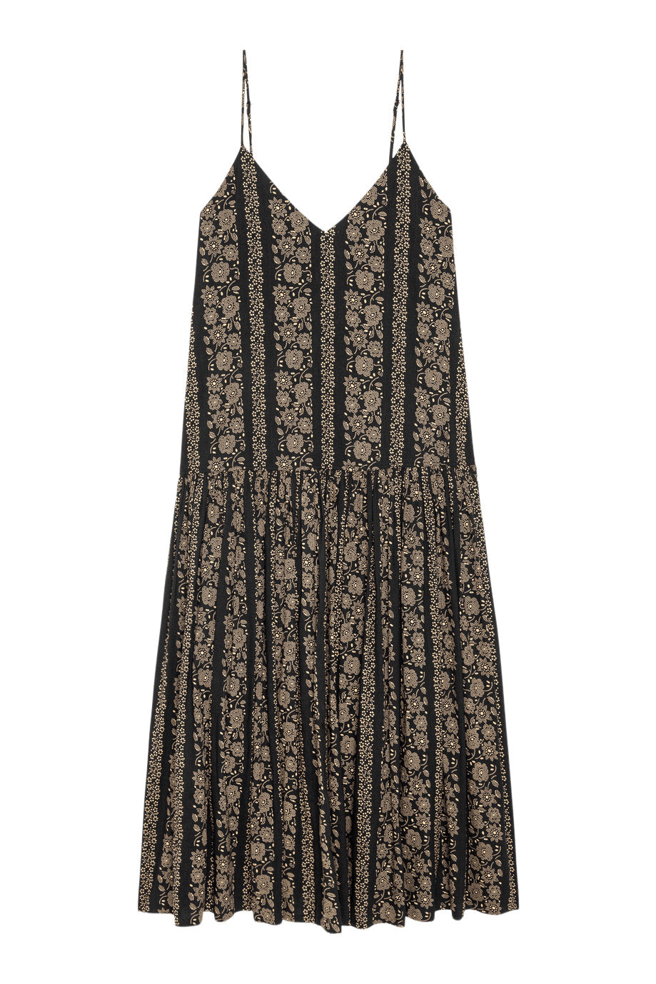 The Great Dropwaist Dress in Black and Cream Token Floral