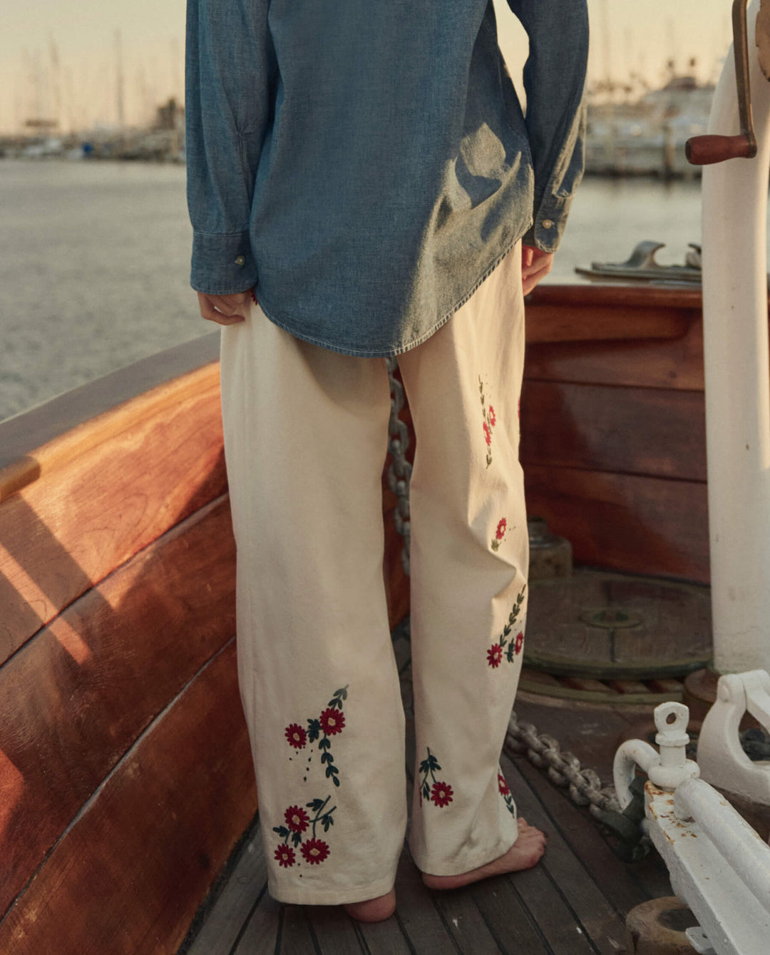 The Great Easy Pant in Natural with Field Floral Embroidery