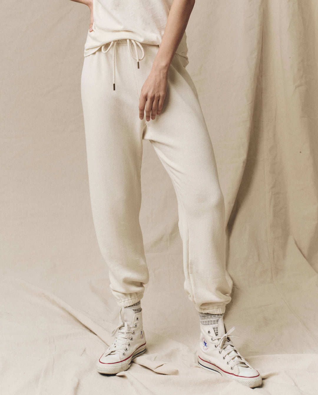 The Great Fleece Stadium Sweatpants in Washed White