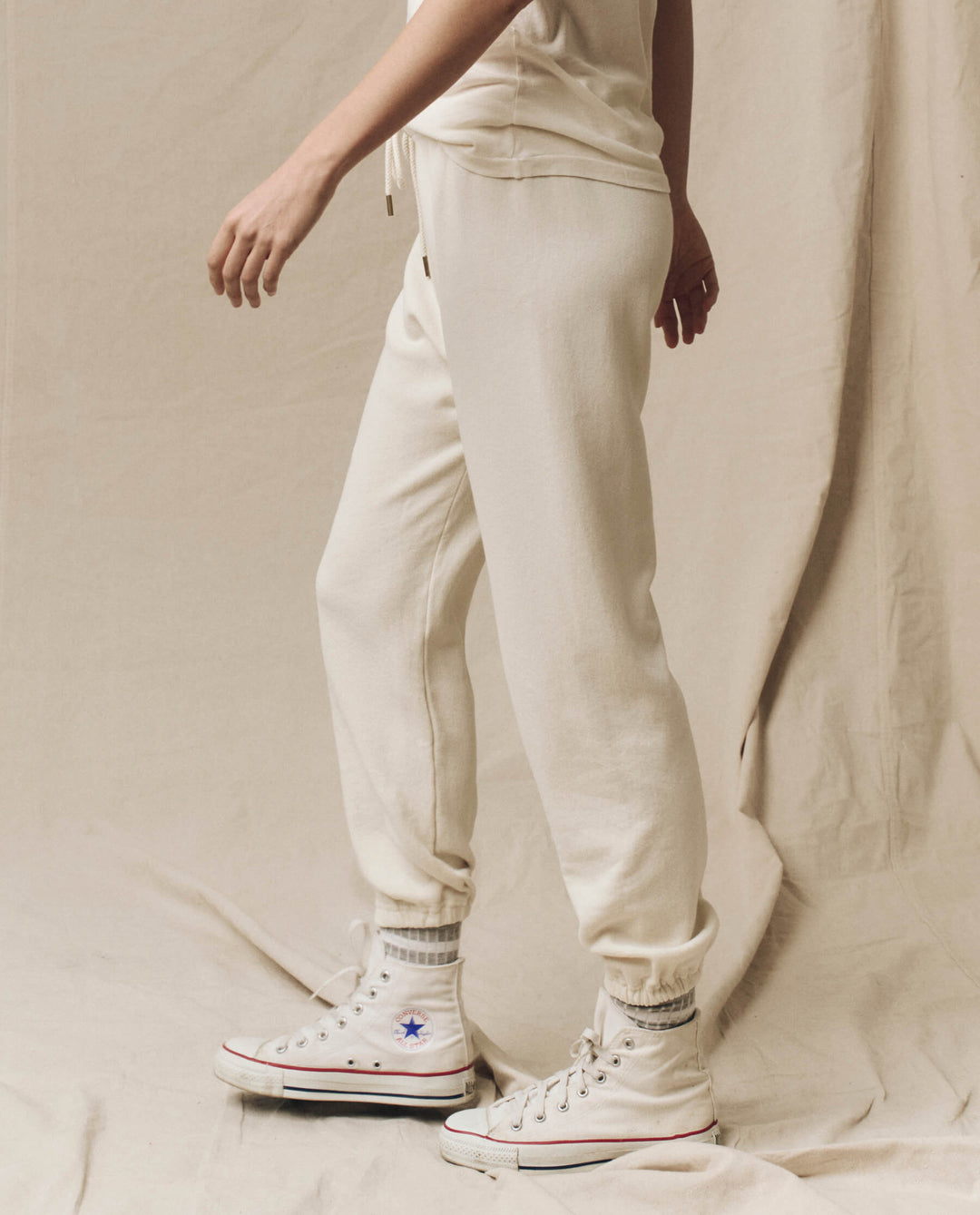 The Great Fleece Stadium Sweatpants in Washed White