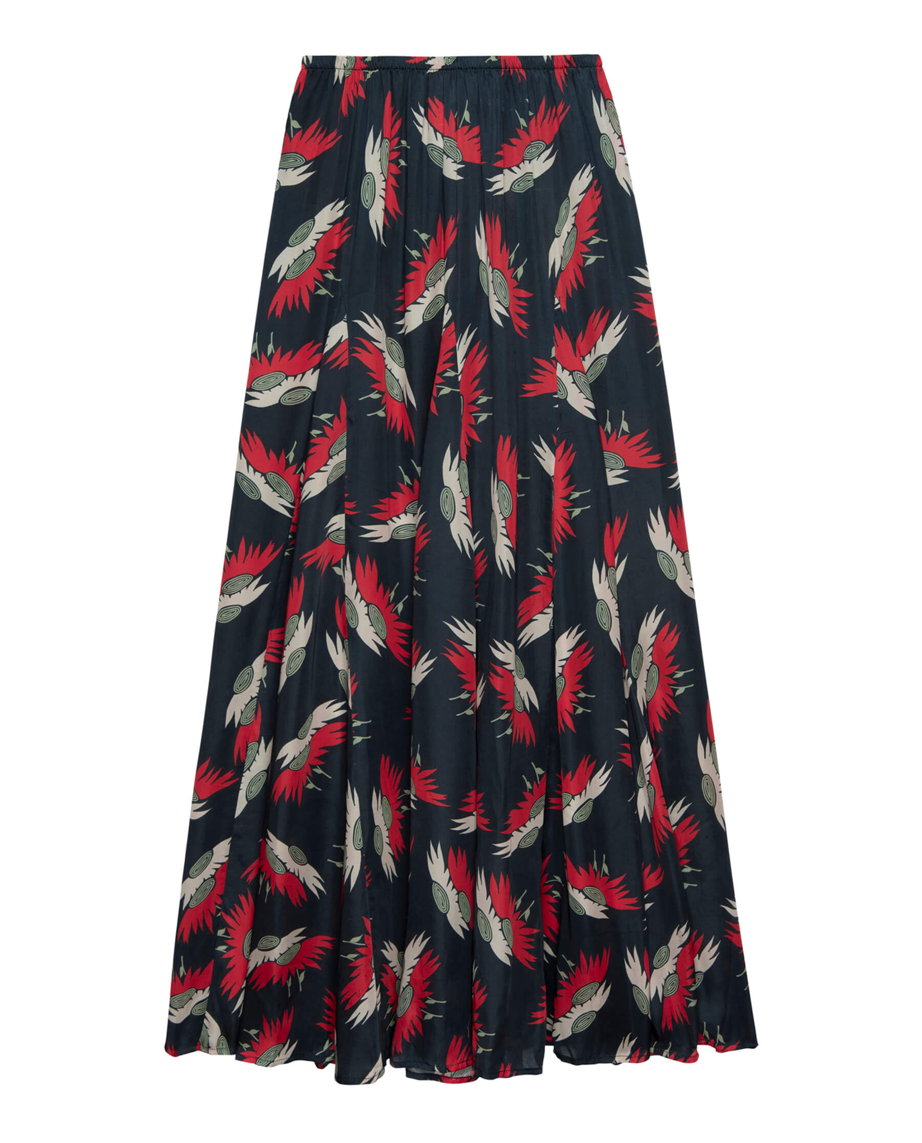 The Great Godet Skirt in Navy Birds of Paradise