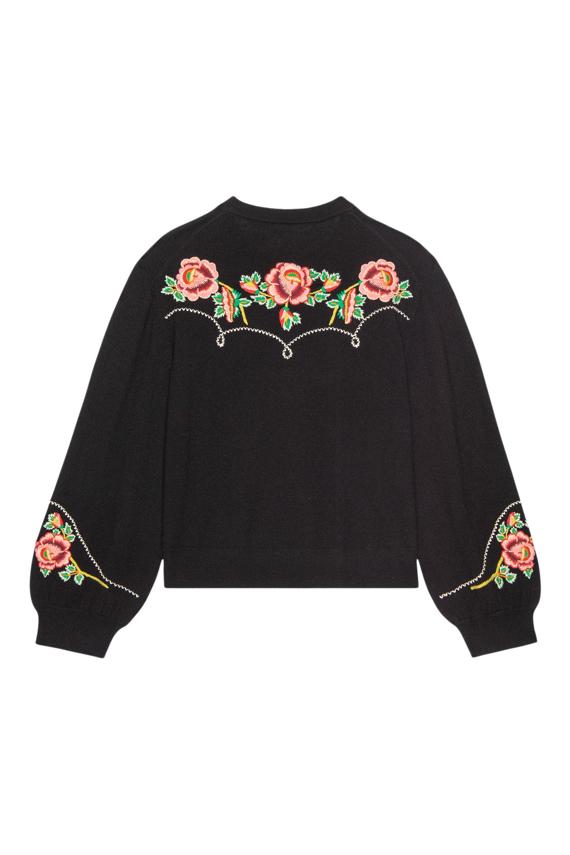 The Great Heirloom Rose Western Cardigan in Black