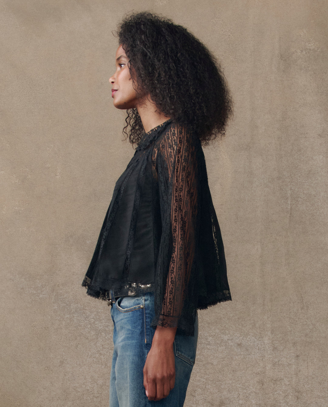 The Great Keepsake Lace Collared Top in Black