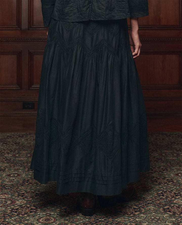 The Great Lattice Lace Victoria Skirt in Black