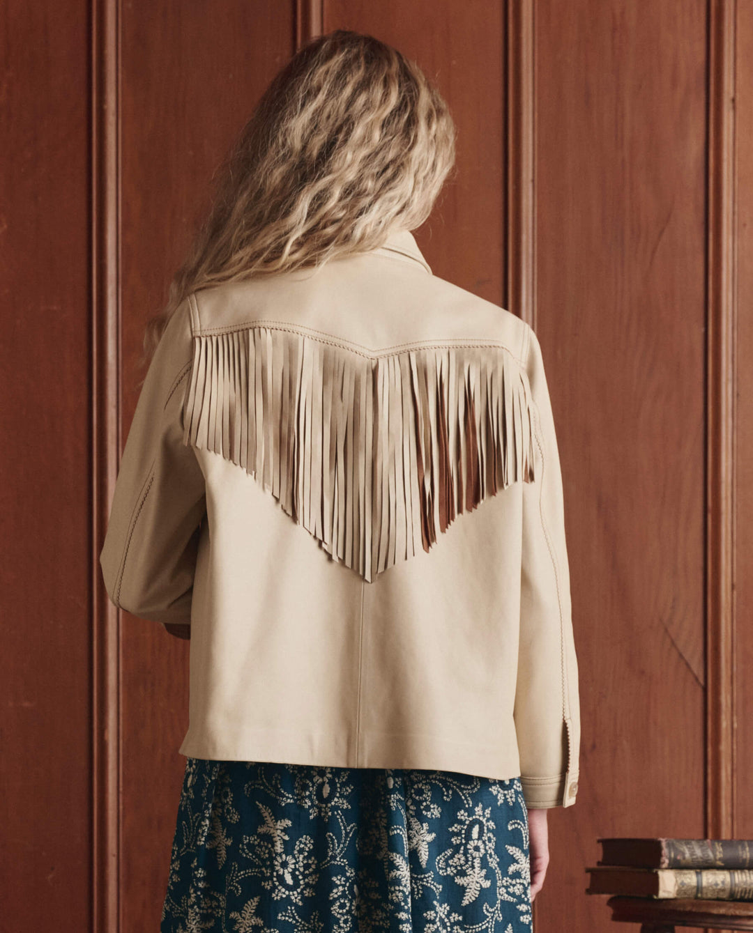 The Great Leather Fringe Jacket in Toasted Almond