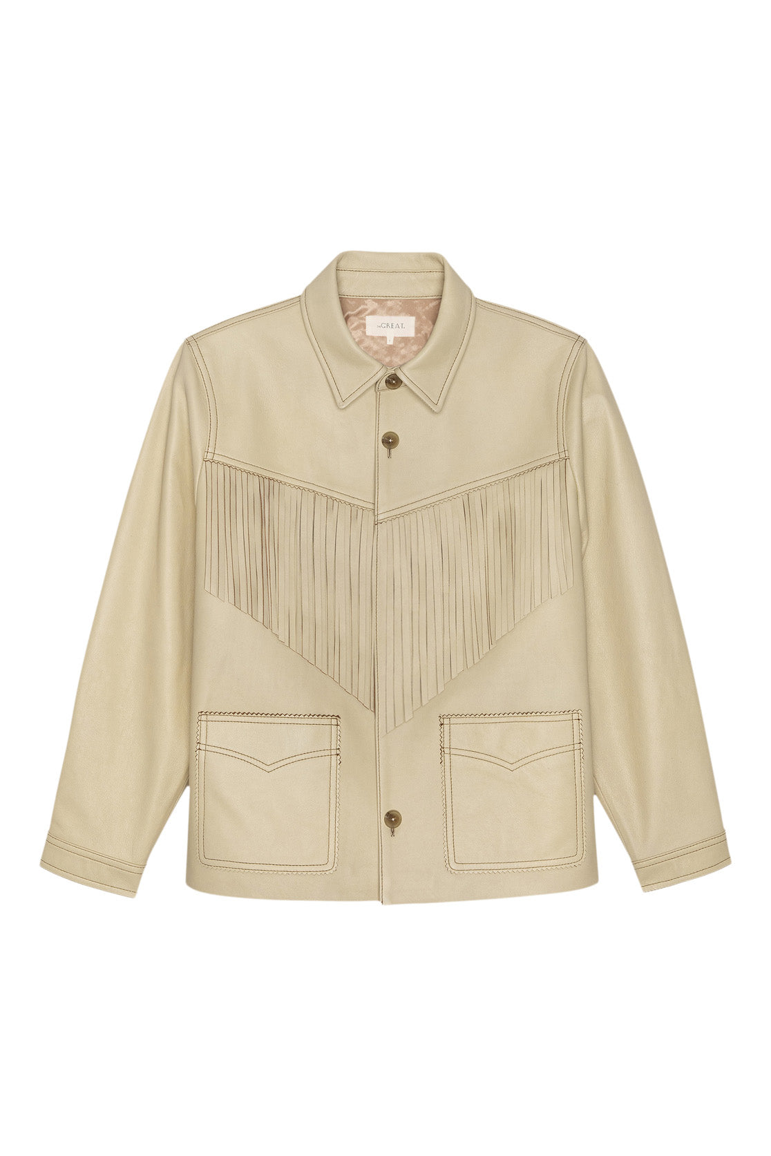 The Great Leather Fringe Jacket in Toasted Almond