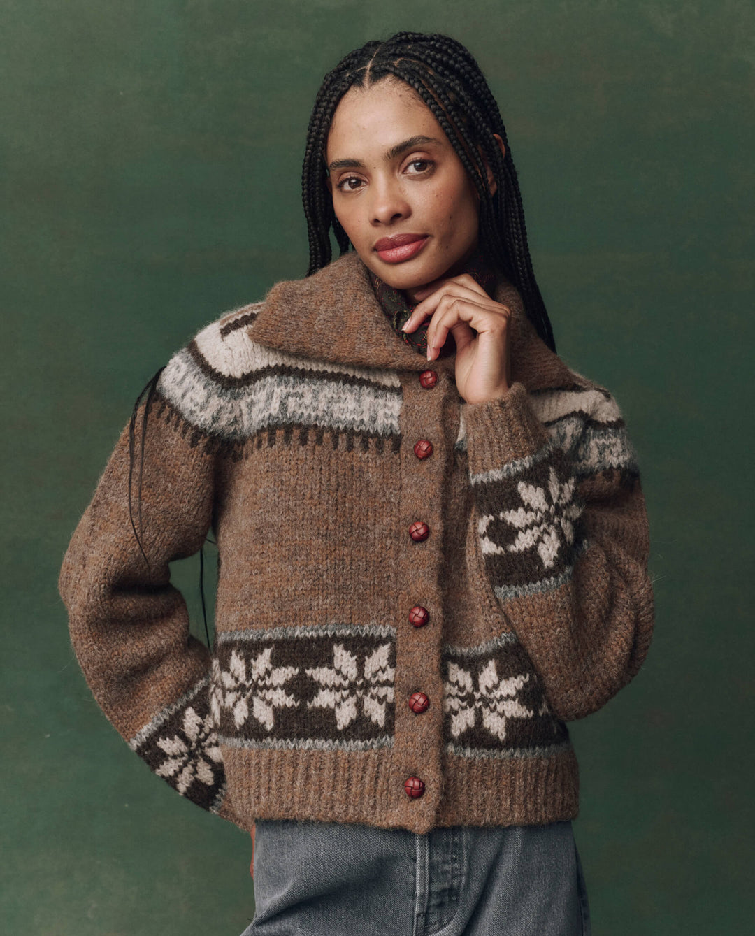The Great Nordic Scholar Cardigan in Hickory Fair Isle
