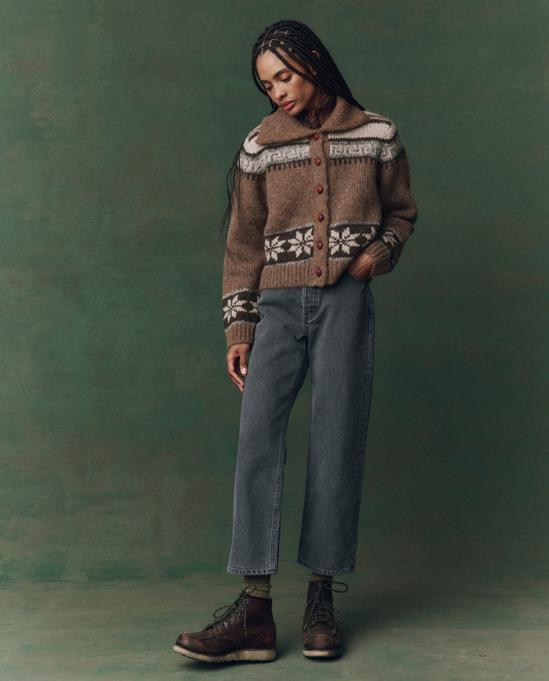 The Great Nordic Scholar Cardigan in Hickory Fair Isle
