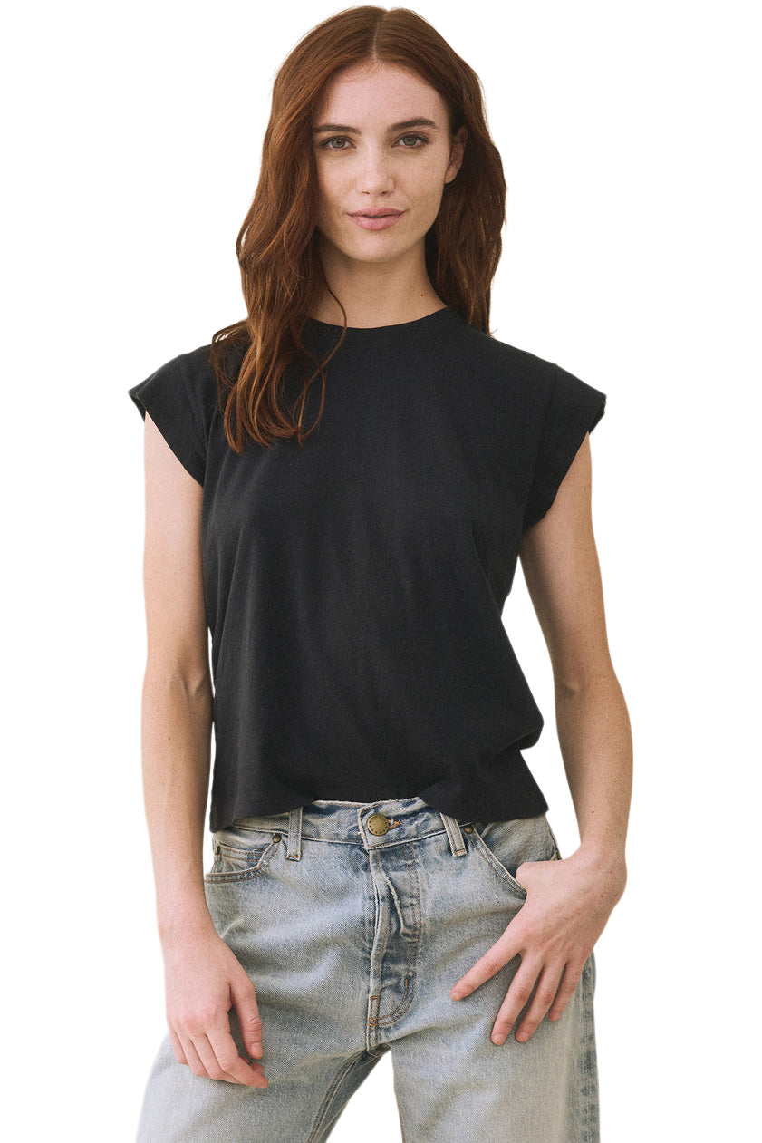 The Great Peak Shoulder Tee in Almost Black