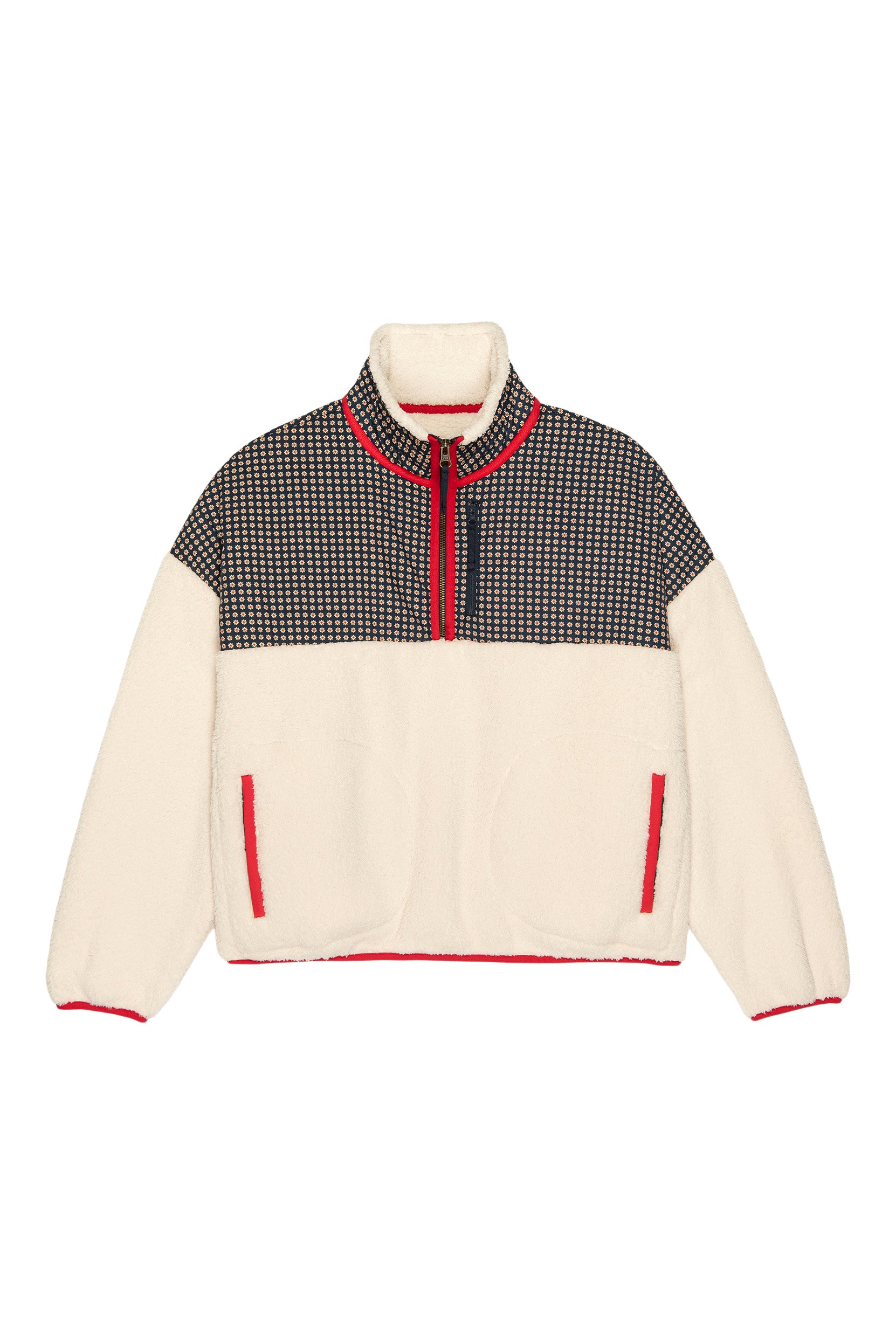 The Great Print Mix-Plush Terrain Half-Zip in Mini Frosted Daisy & Cream