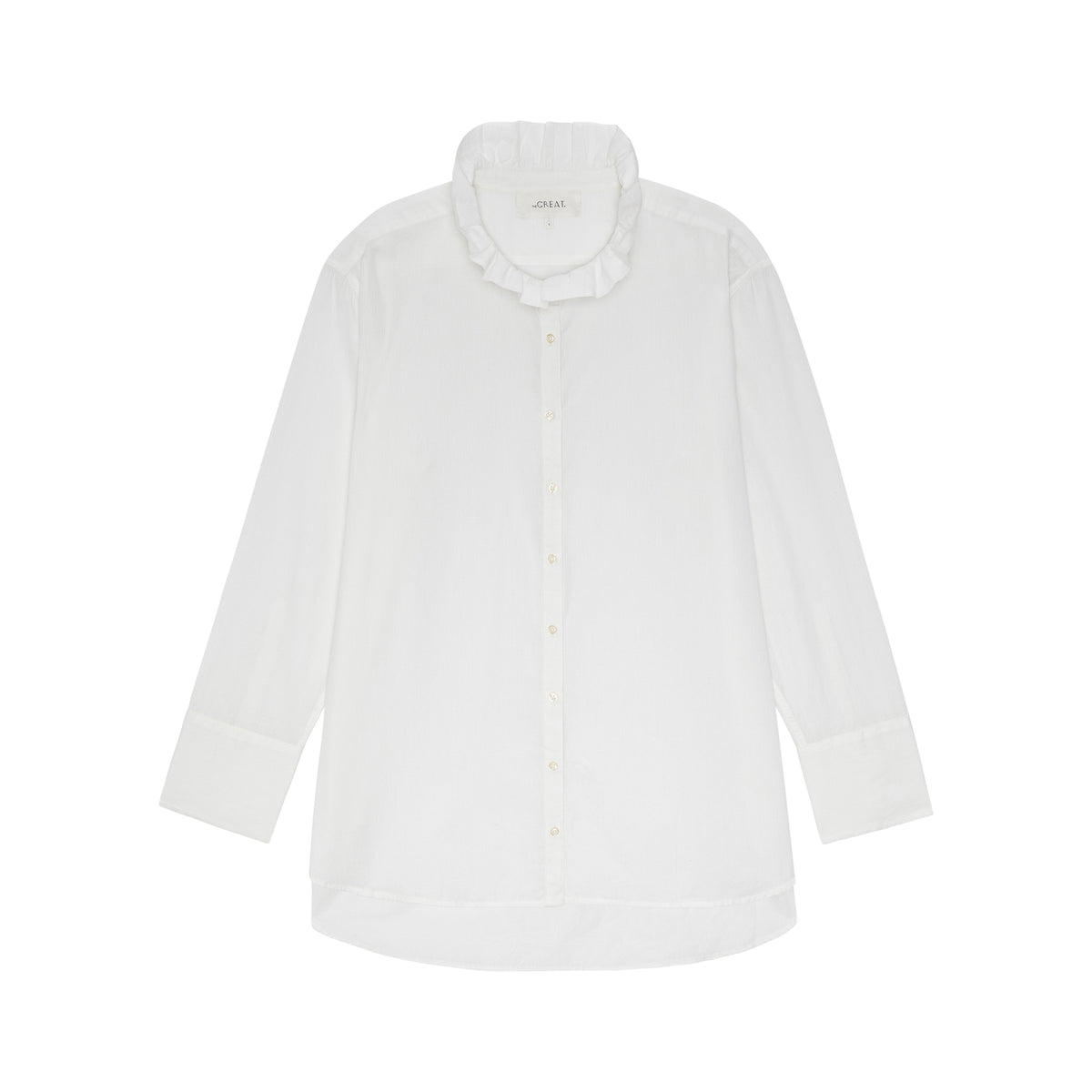 The Great Ruffle Neck Shirt in White