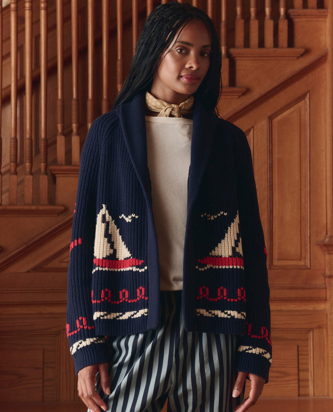 The Great Sailboat Lodge Cardigan in Dark Navy