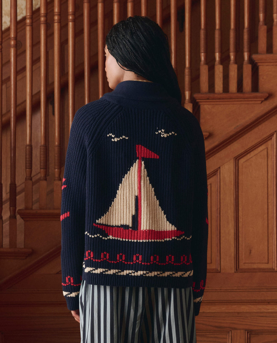 The Great Sailboat Lodge Cardigan in Dark Navy