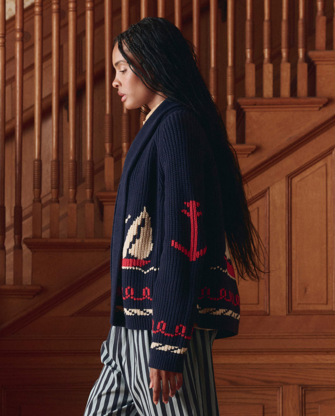 The Great Sailboat Lodge Cardigan in Dark Navy
